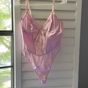 Savage X Fenty Pink Lace Teddy